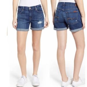 7 for all Mankind mid rise denim cuff shorts
